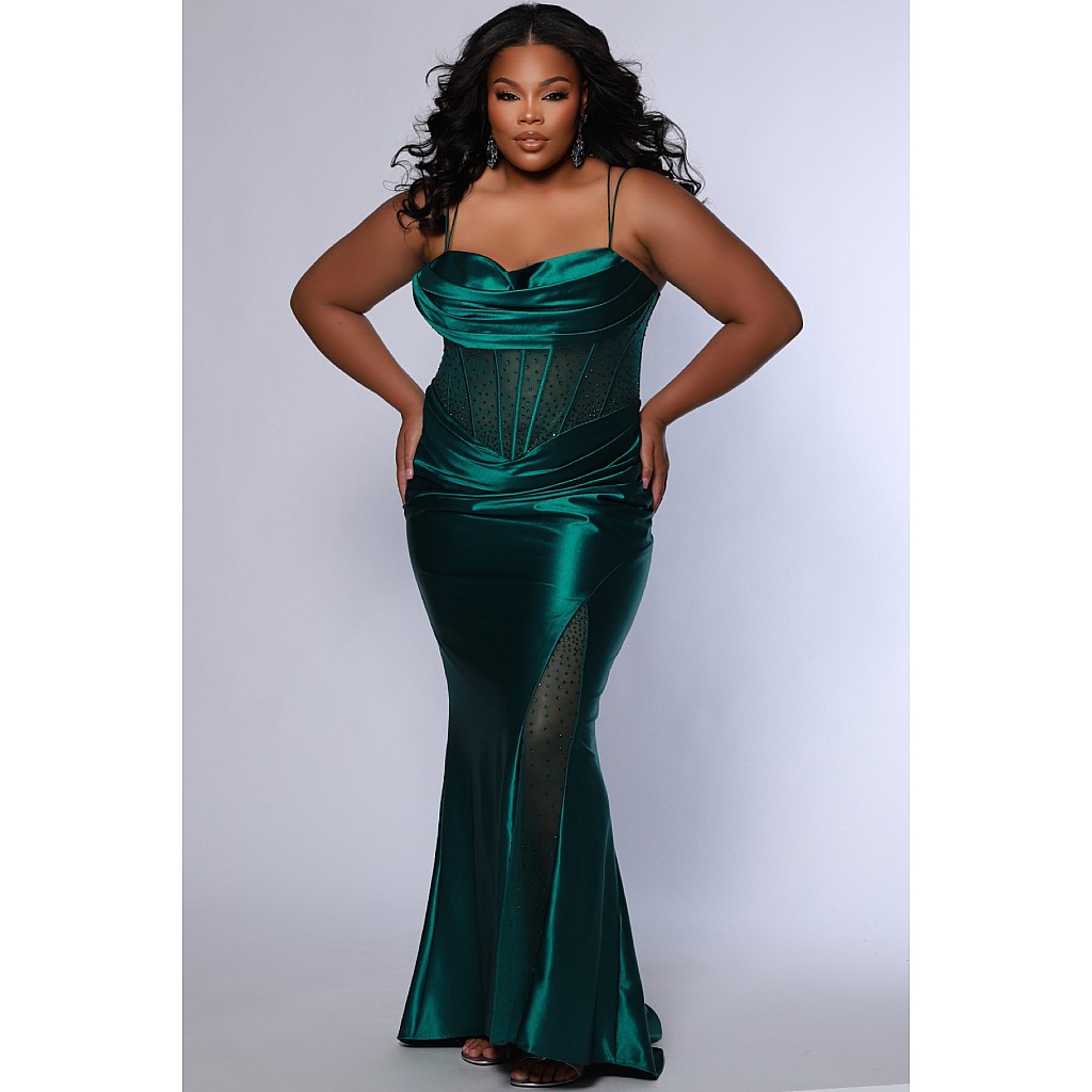 Tease Prom TE2516 Satin Mesh Stone Gown | Ruby's