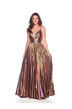 dave and johnny evening dresses Long Floral-Print Prom Dress with Ruffled Skirt Blue Print / 4