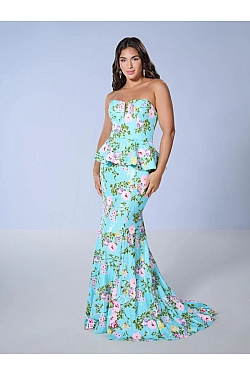 tiffany designs dress Tiffany Designs Womens Size 4 White Ivory Floral Prom Maxi Dress Gown Two Piece