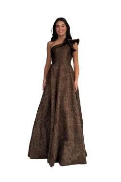 textured formal dress Sherri Hill Metallic A-Line Prom Dress 56960